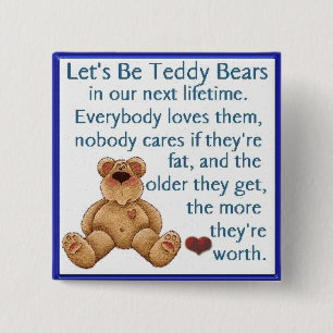 Let's Be Teddy Bears 2 Inch Square Button