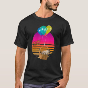 Let's Be Weird  Cat In Flying Basket And Balloons T-Shirt