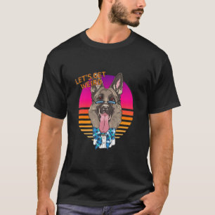 Let's Be Weird Hipster German Shepherd With Glass T-Shirt