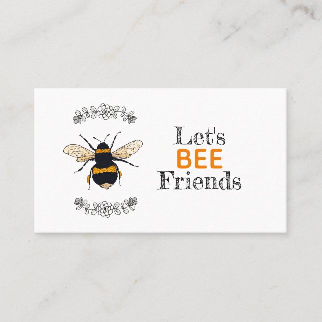 Let's Bee Friends Play Date Contact Calling Card (Front)