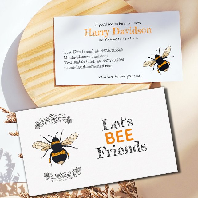 Let's Bee Friends  Play Date Kids Business  Calling Card (Creator Uploaded)