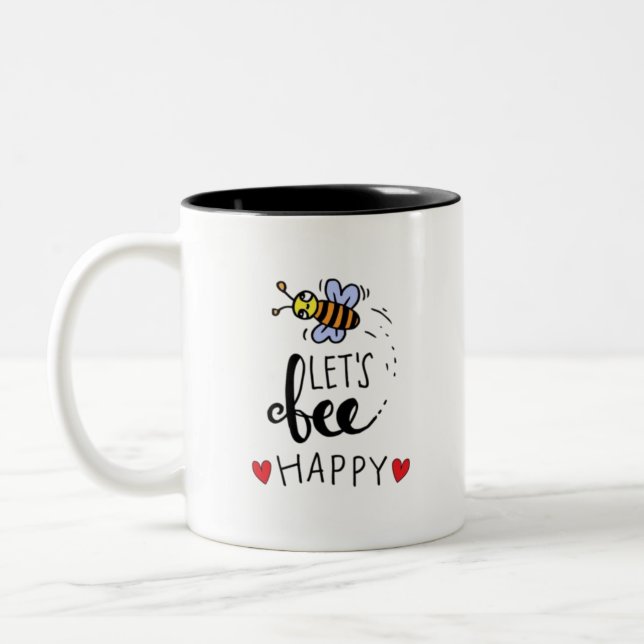 Lets Bee Happy Two-Tone Coffee Mug (Left)