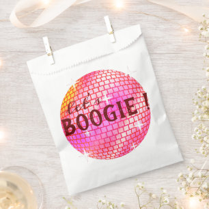 Let's Boogie !  Pink Disco ball    Favour Bag