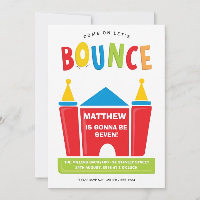 Let's Bounce Birthday Party Invitation (Front)