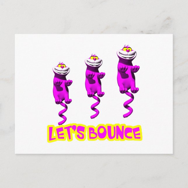 Lets Bounce Bouncing Kitty Cat Postcard (Front)