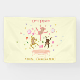 Let's bounce jumping monkeys kids birthday banner