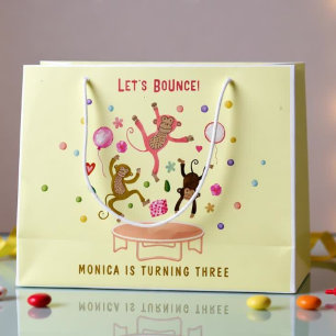 Let's bounce jumping monkeys kids birthday large gift bag