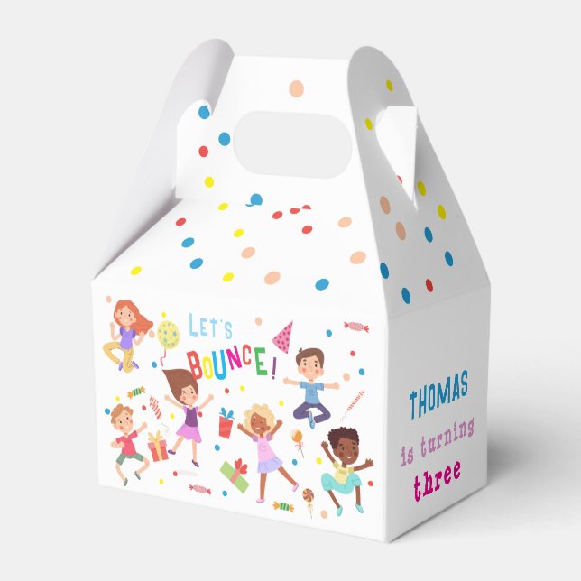 Let's bounce jumping park kids birthday favor box (Front Side)