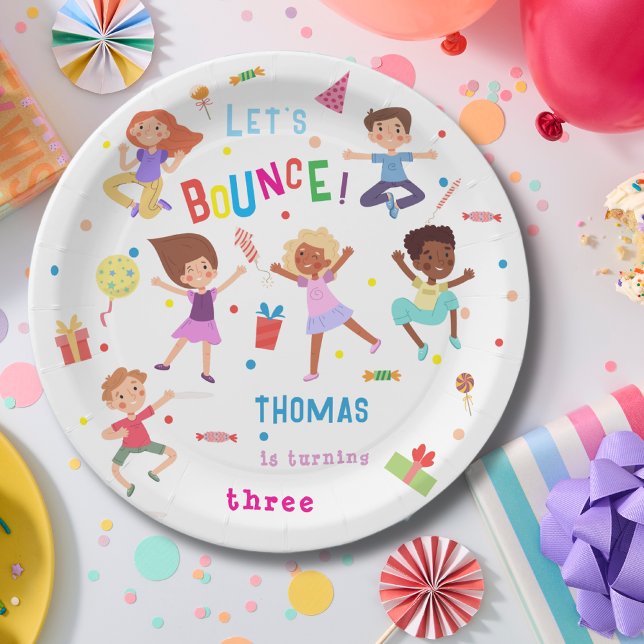 Let's bounce jumping park kids birthday paper plate (Creator Uploaded)
