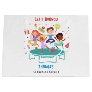 Let's bounce jumping trampoline park kids birthday large gift bag