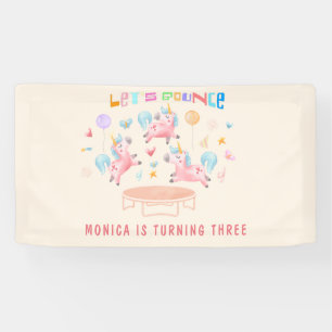 Let's bounce jumping unicorns kids birthday banner
