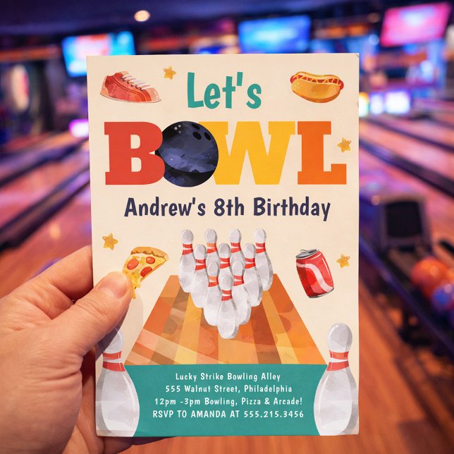 Let's Bowl Bowling Birthday Party Invitation (Créateur téléchargé)