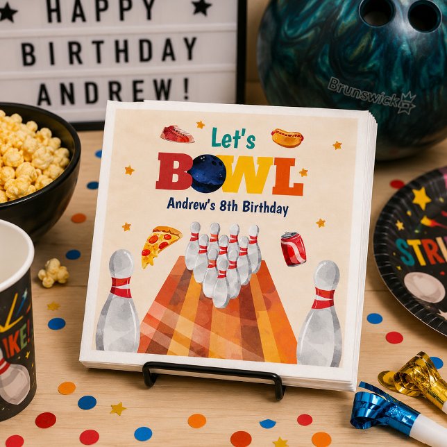 Let's Bowl Bowling Birthday Party Napkins (Creator Uploaded)
