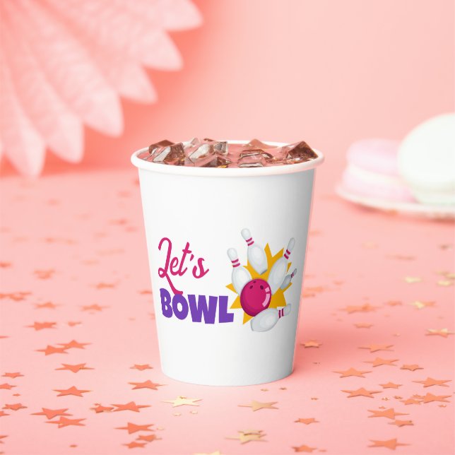 Let's Bowl Kids Bowling Birthday Party Paper Cups (Insitu)