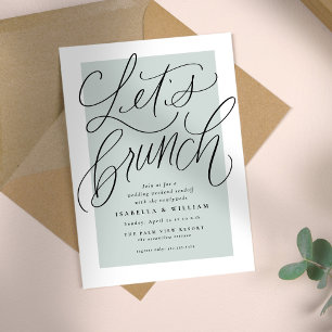 Let's brunch sage green after wedding handlettered invitation