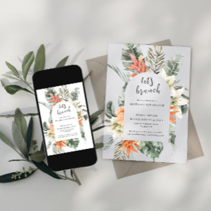 Let's Brunch   Tropical Floral Mothers Day Brunch  Invitation