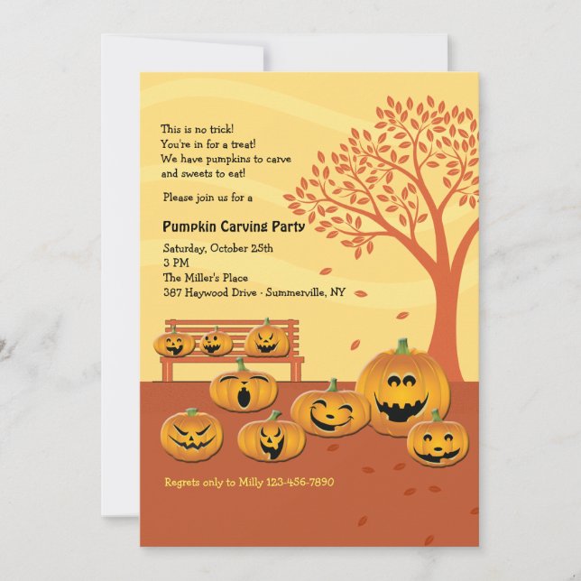 Let's Carve A Jack-O-Lantern Halloween Invitation (Front)