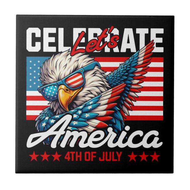 Let's Celebrate America 4th of July Eagle Tile (Front)