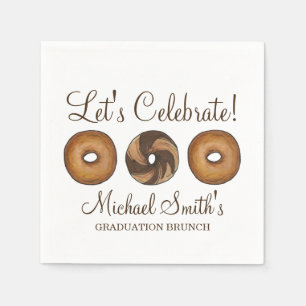 Let's Celebrate Bagel Graduation Party Brunch Napkin