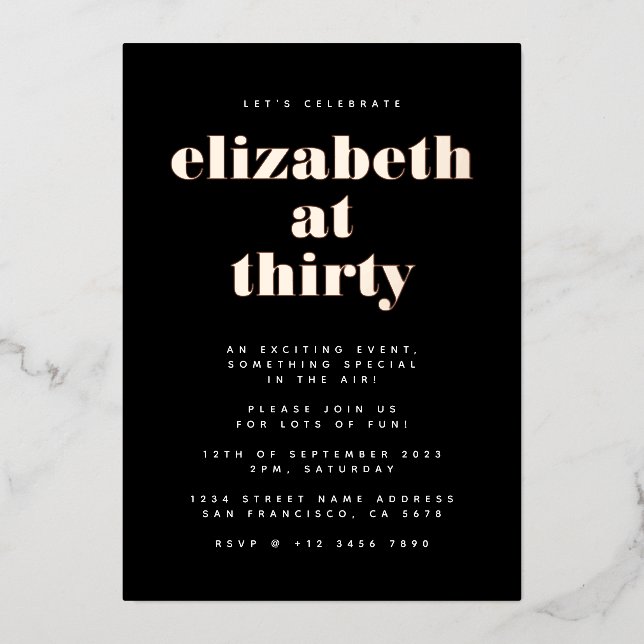 Let's Celebrate Black and Pink Birthday Party (Front)