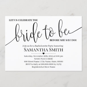 Lets celebrate bride to be modern casual wedding invitation