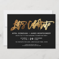 Let's Celebrate Brush Typography Wedding Invitatio