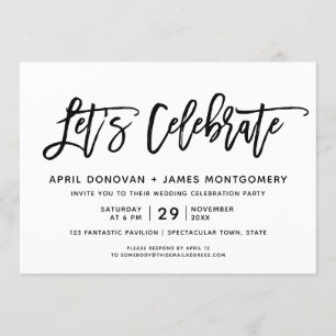 Let's Celebrate Brush Typography Wedding Invitation