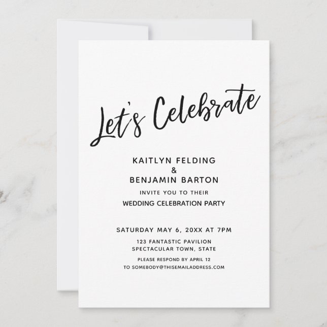 Let's Celebrate Casual, Modern Reception-Only Invitation (Front)