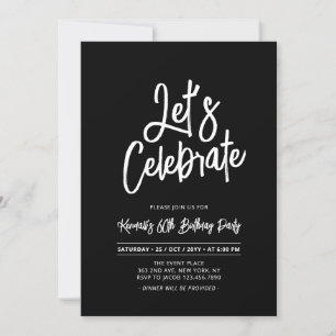Let's Celebrate Chic Script 60th Birthday Party Invitation