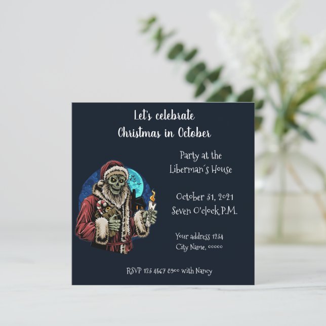 Let's celebrate Christmas in October Invitation (Standing Front)