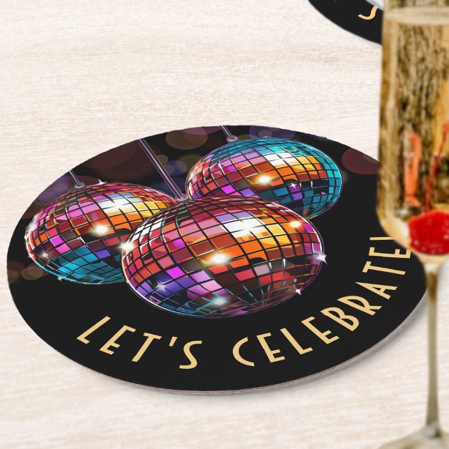 Let's Celebrate Colourful Round Paper Coaster (Creator Uploaded)