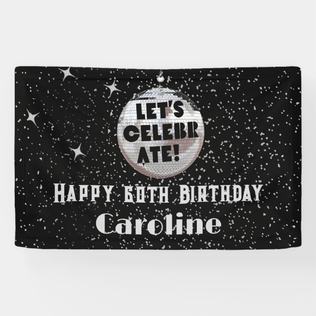 Let's Celebrate Disco Ball 60 YEARS Birthday Banner (Horizontal)