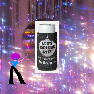 Let's Celebrate Disco Ball Black Birthday Seltzer Can Cooler
