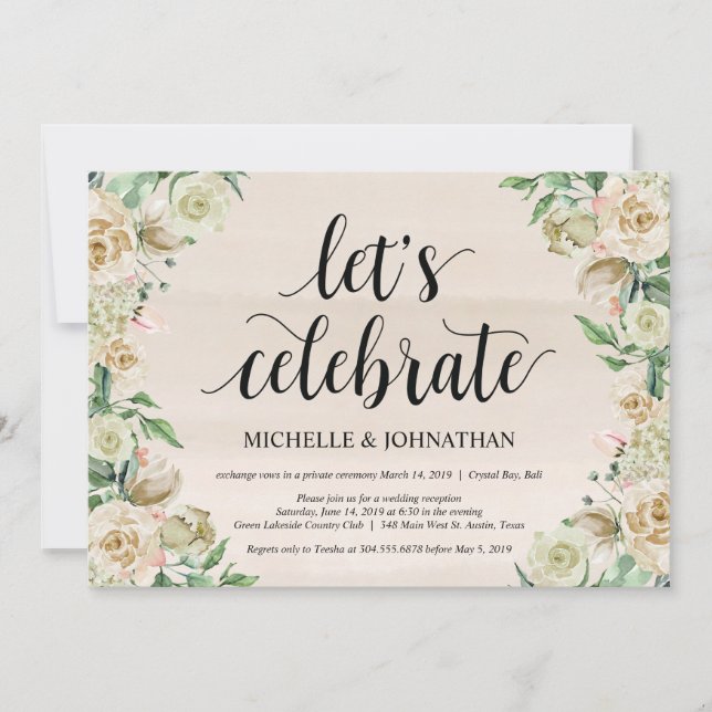 Lets celebrate, Elopement Reception Invitation (Front)