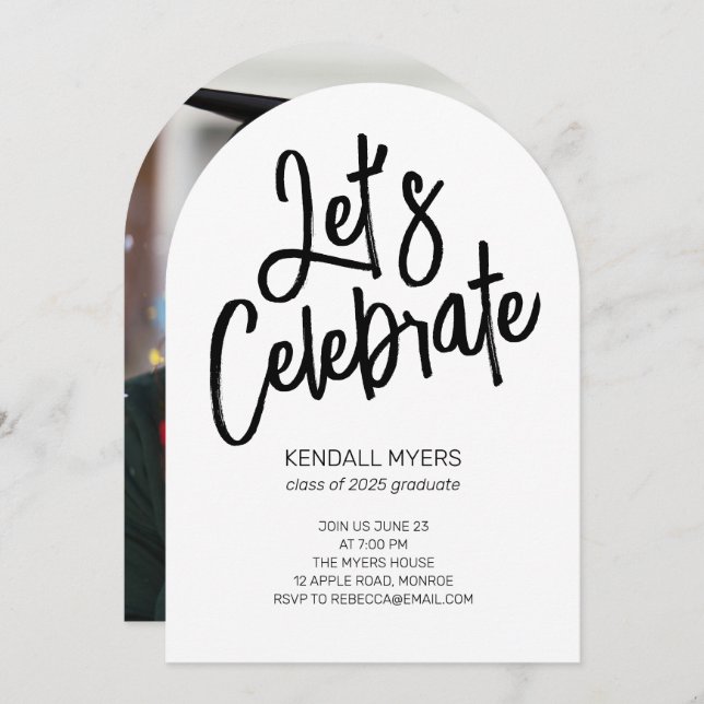 Let's Celebrate Grad Party with Photo Invitation (Front/Back)