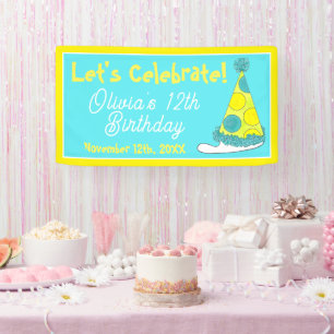 Let's Celebrate Green Polka Dot Party Hat Birthday Banner