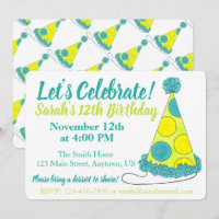 Let's Celebrate Green Polka Dot Party Hat Birthday