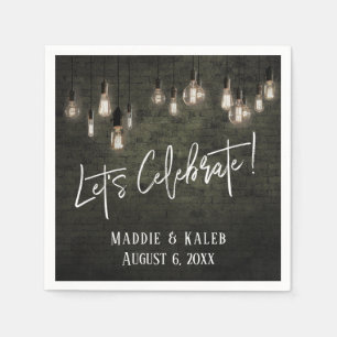 Let's Celebrate Industrial Bricks w/ Edison Lights Napkin