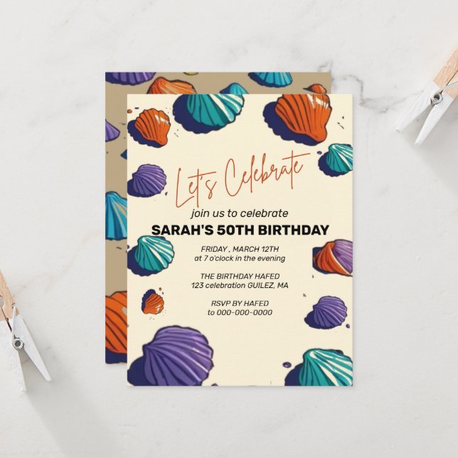 Let's Celebrate Invitation Template, Editable Surp (Front/Back In Situ)