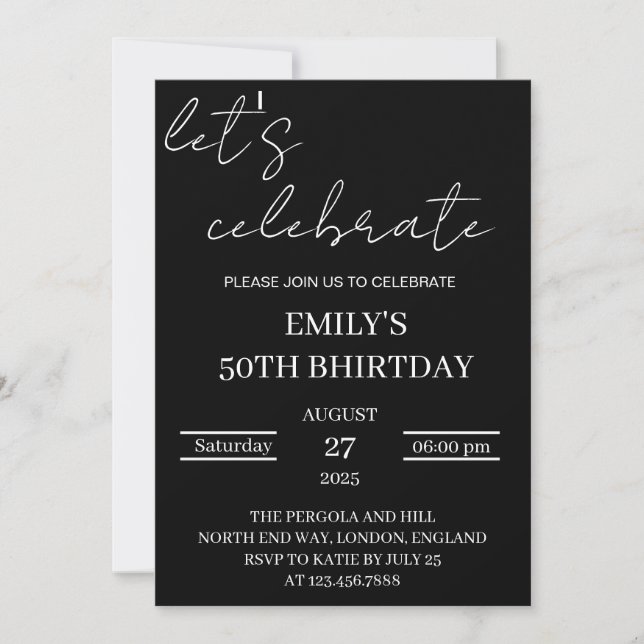 Let's Celebrate Invitation Template, Editable Surp (Front)