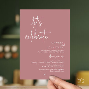 Let's Celebrate, Minimal Modern Wedding Reception Invitation