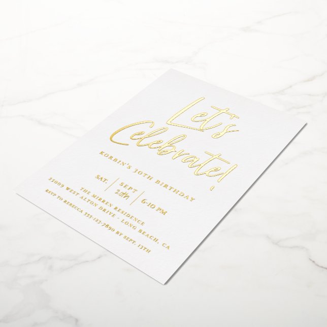 Let's Celebrate Modern Blue Script Birthday (Rotated)