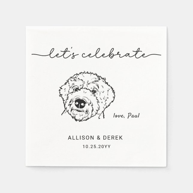 Let's Celebrate Modern Cute Pet Dog Lovers Wedding Napkin (Front)