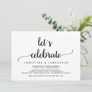 Let's Celebrate, Modern Rustic Wedding Elopement Invitation