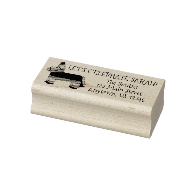 Let's Celebrate Personalized Birthday Party Piñata Rubber Stamp (Stamp)