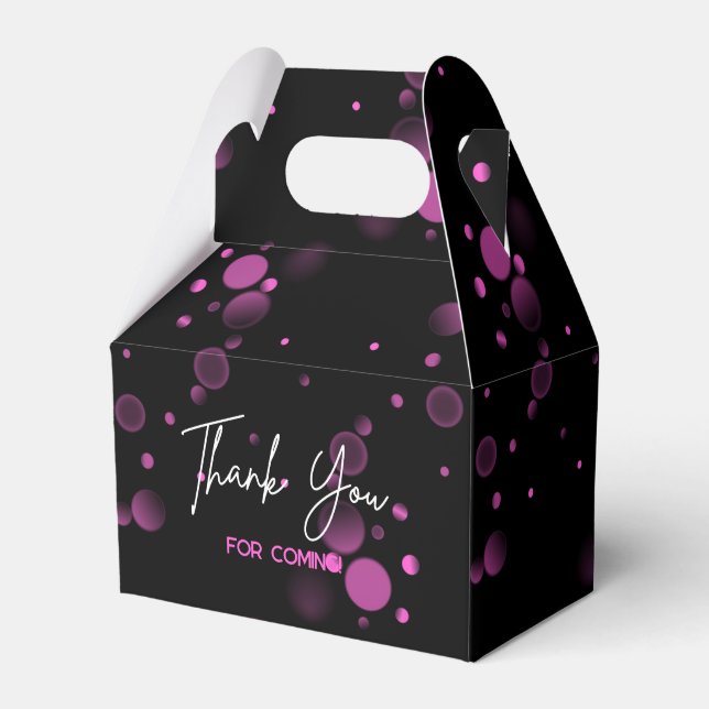 Let's Celebrate Pink Bokeh Gradient Black Birthday Favor Box (Front Side)