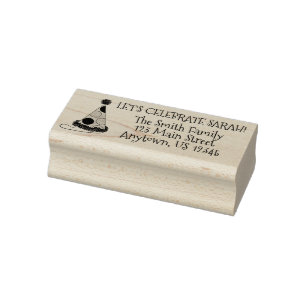 Let's Celebrate Polka Dot Birthday Party Address Rubber Stamp