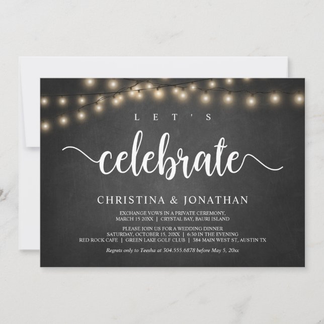 Let's celebrate, Rustic Wedding Elopement Invitati Invitation (Front)
