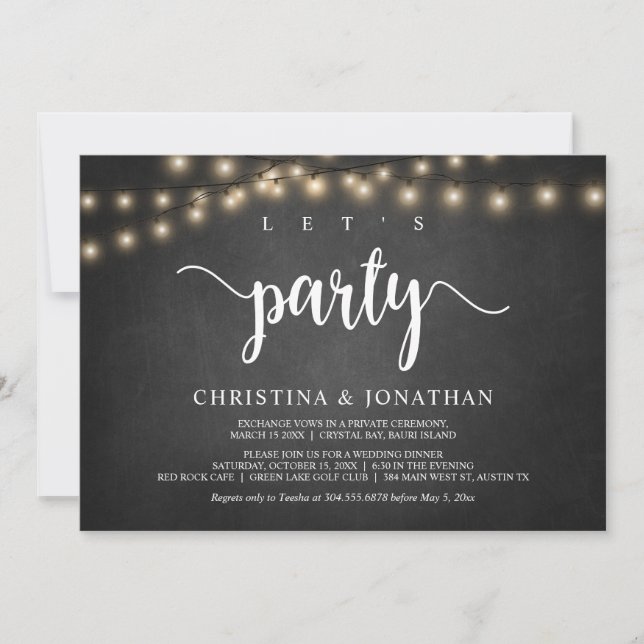 Let's celebrate, Rustic Wedding Elopement Party In Invitation (Front)