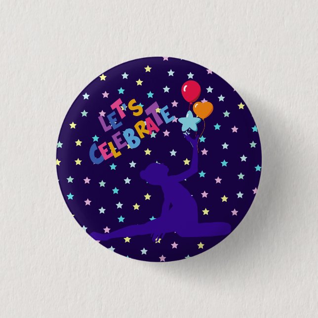 Let's Celebrate Stars and Balloons    1 Inch Round Button (Front)